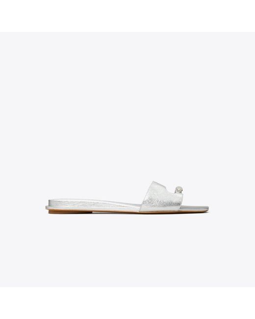Tory Burch White Pierced Slide