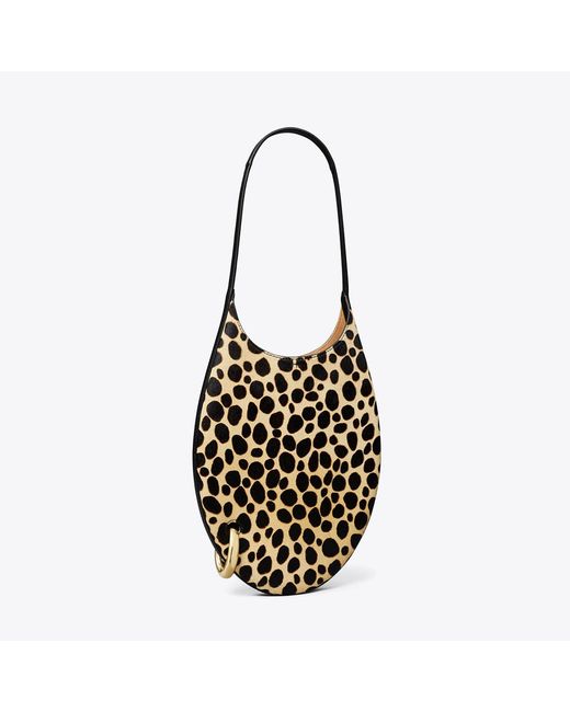 Tory Burch Black Small Pierced Calf Hair Handbag, One Size
