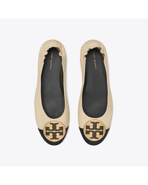 Tory Burch Natural Black And New Cream Claire Pointed Ballerina