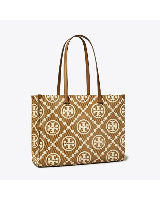 Tory Burch Metallic T Monogram Contrast Embossed Tote