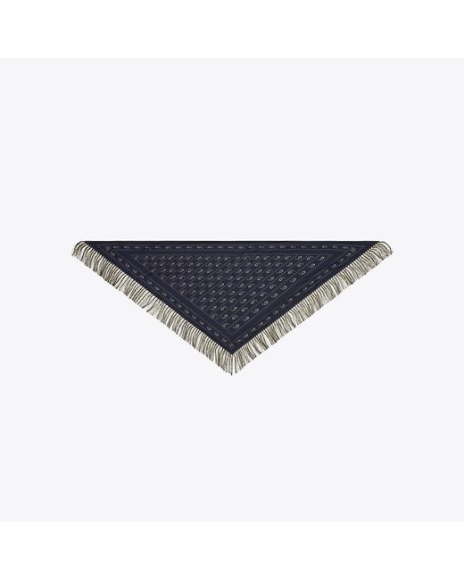 Tory Burch Blue Silk Triangle Scarf, One Size
