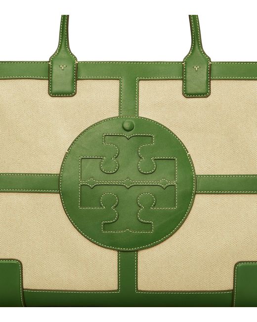 Tory Burch Ella Canvas Quadrant Tote Natural/Brunnera New With Tags
