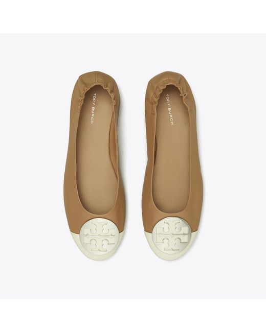 Tory Burch Natural Claire Cap-Toe Ballet