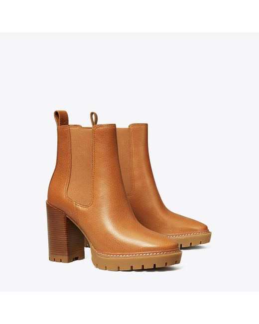 Tory Burch Brown Carson Lug Sole Ankle Boot