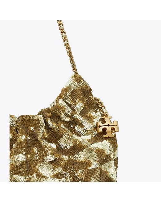 Tory Burch Metallic Mini Fleming Sequin Hobo Bag, One Size
