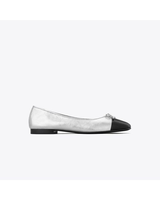 Tory Burch White Cap-Toe Ballet