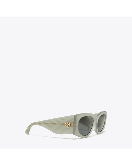 Tory Burch Gray Kira Rectangle Sunglasses, One Size
