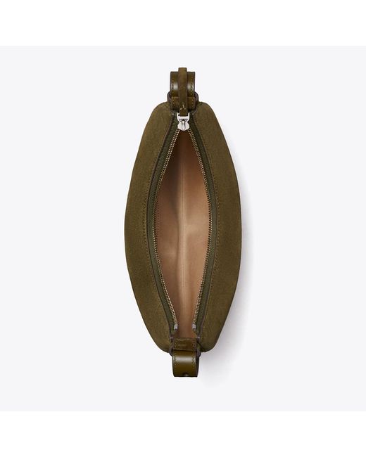 Tory Burch Green Romy Suede Half Moon Bag