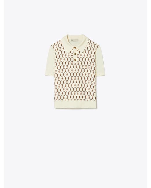 Tory Burch White Silk-front Polo
