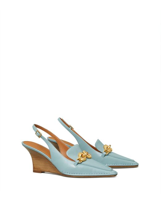 Tory Burch Jessa Pointy-toe Slingback Wedge in Blue - Lyst