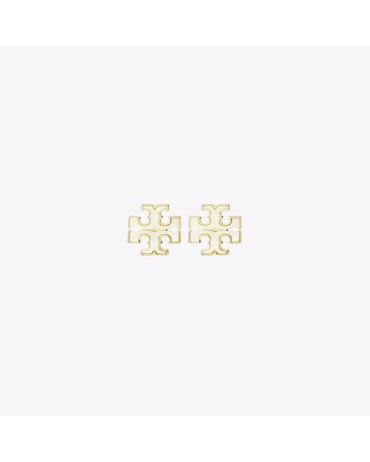 Tory Burch White Moondance Stud Earrings, One Size