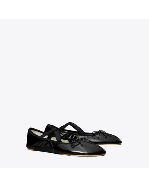 Tory Burch Black Peep-Toe Mary Jane Ballet