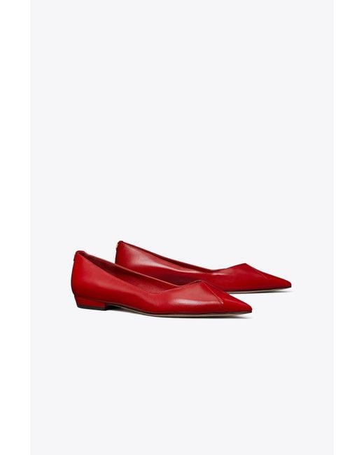 Tory Burch Red Triangle Pointed Flat
