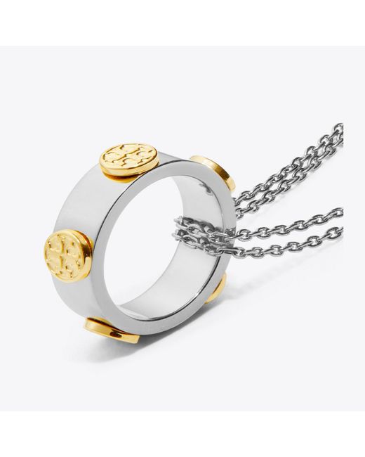 Tory Burch White Icon Pendant Necklace, One Size