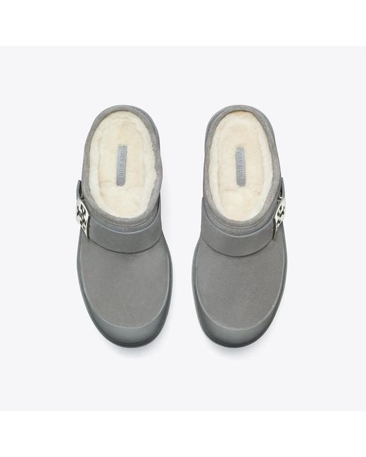 Tory Burch Gray Mellow Shearling Platform Mule