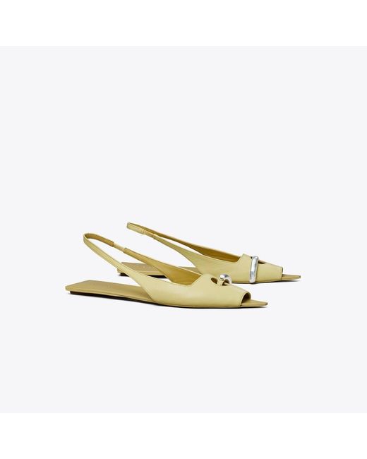 Tory Burch Yellow Pierced Slingback