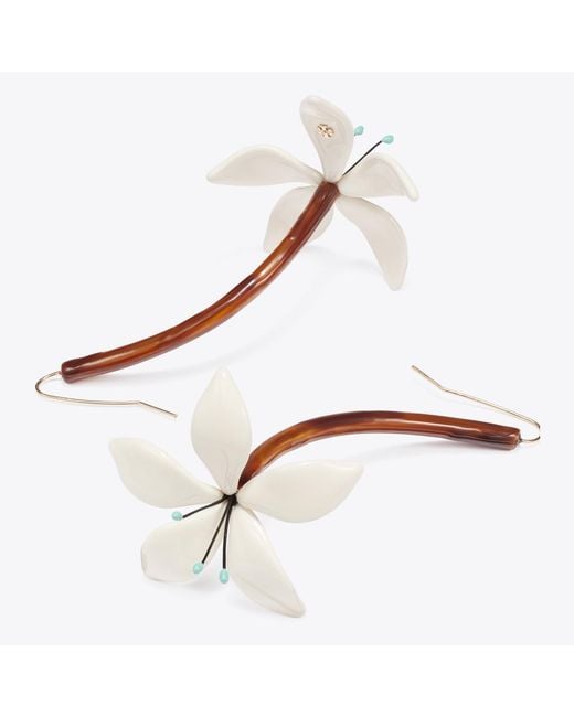 Tory Burch White Flower Earrings
