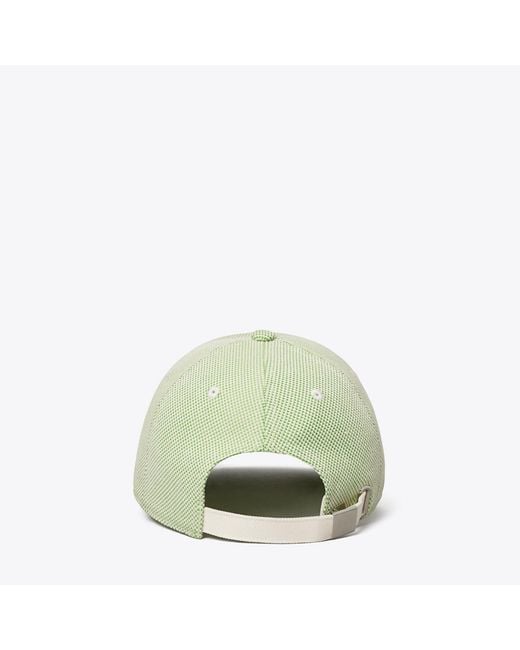 Tory Burch Green Two-Tone Canvas Baseball Cap