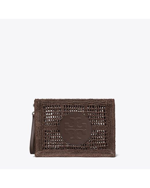Tory Burch Brown Ella Hand-Crocheted Pouch