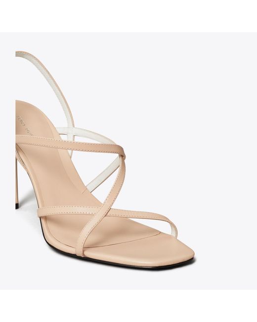 Tory Burch White Multi-Strap Heeled Sandal