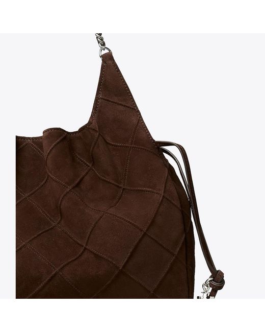 Tory Burch Brown Large Fleming Suede Tote