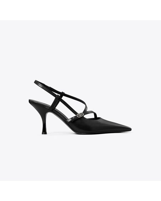 Tory Burch Black Double T Buckle Pump