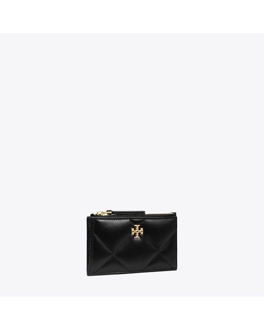 Tory Burch Black Kira Diamond Quilt Zip Card Case, One Size