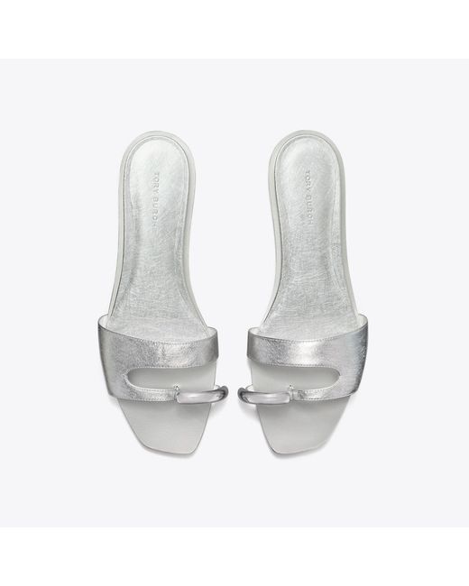 Tory Burch White Pierced Slide