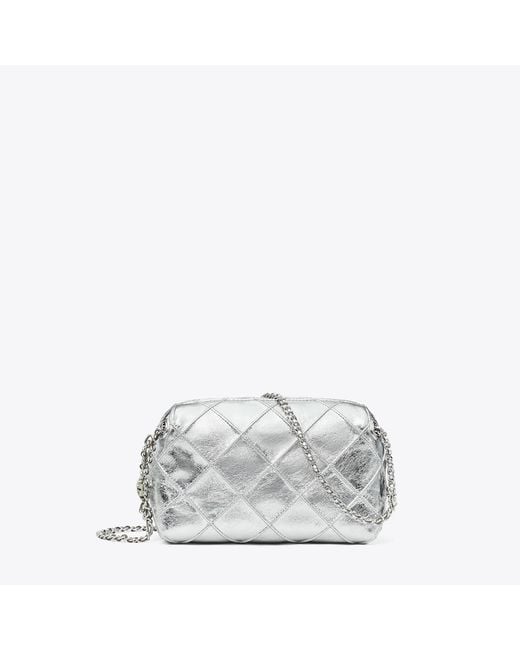 Tory Burch White Fleming Soft Metallic Crossbody Bag