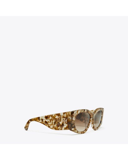 Tory Burch Natural Kira Rectangle Sunglasses, One Size