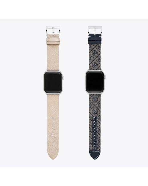 Tory Burch Apple Watch® T - Monogram Leather & Jacquard Strap Set in Black  | Lyst Canada