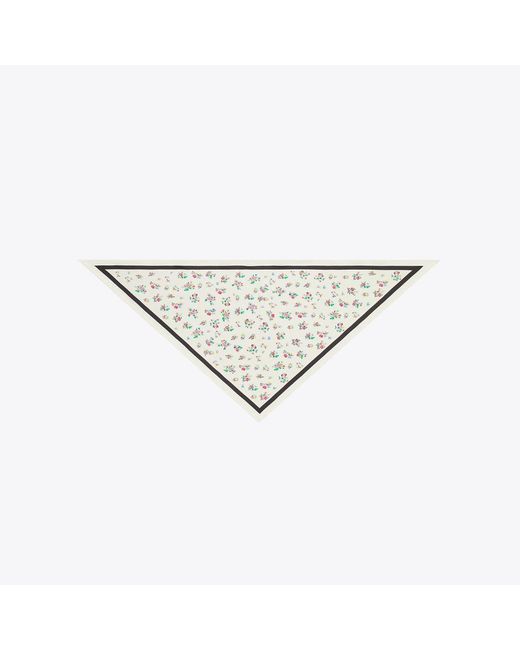 Tory Burch White Silk Triangle Scarf, One Size