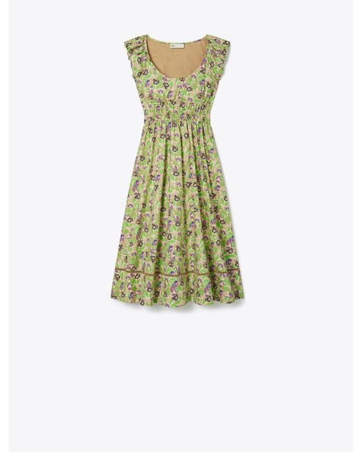 Tory Burch Green Printed Cotton Poplin Dress