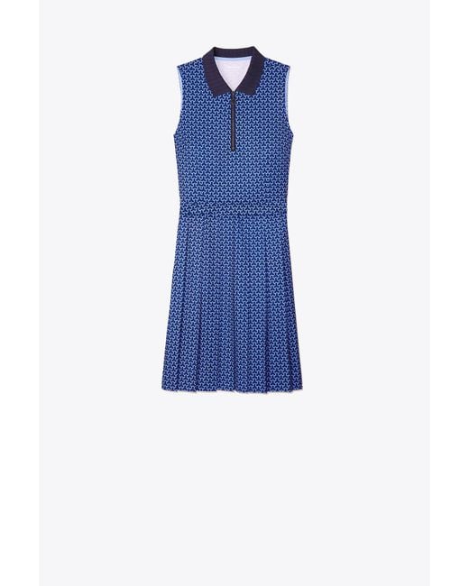 Tory Sport Blue Printed Pleated Golf Dress | 404 | Sport Performance Dresses