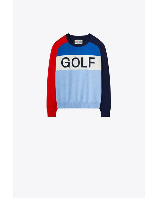 Tory Sport Blue Cashmere Golf Sweater