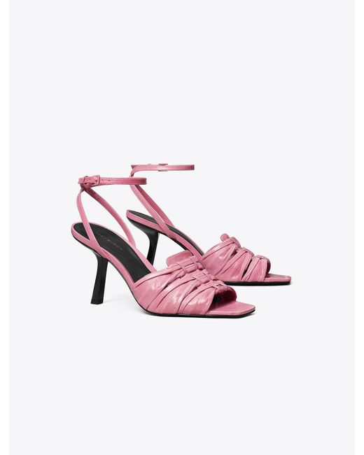 Tory Burch Pink Ruched Heeled Sandal