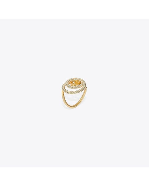 Tory Burch White Miller Pavé Double Ring