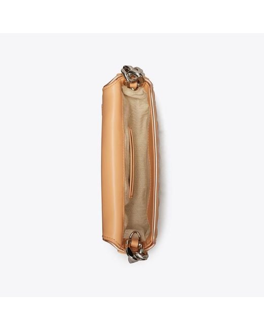 Tory Burch Pink Mini Fleming Soft Metallic Quilt Crescent Bag, One Size