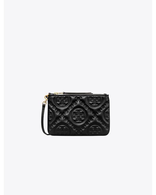 Tory Burch Black T Monogram Embossed Pouch