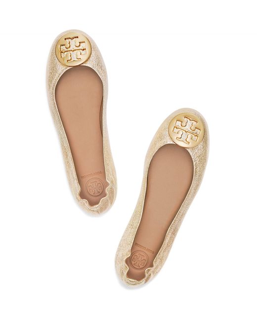 tory burch minnie travel ballet flat metallic leather