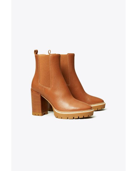 Tory Burch Leather Miller Chelsea Boot in Dark Tan / Tan (Brown) - Save 28% - Lyst