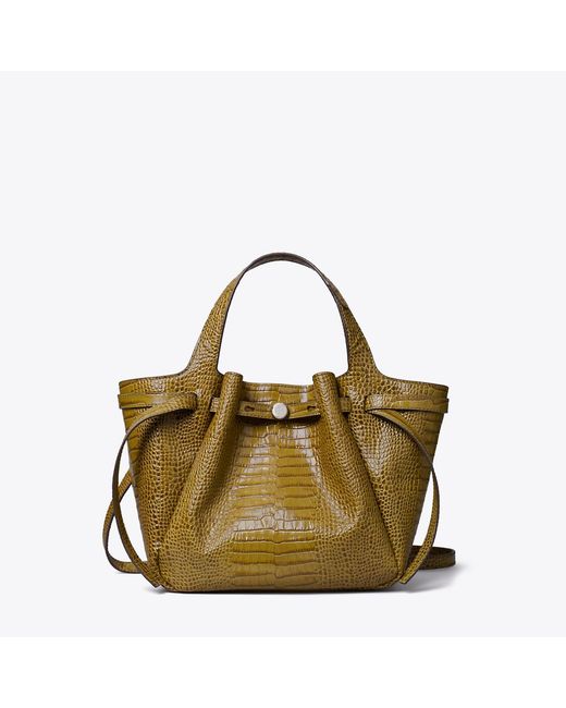 Tory Burch Green Small Romy Croc-Embossed Tote, One Size