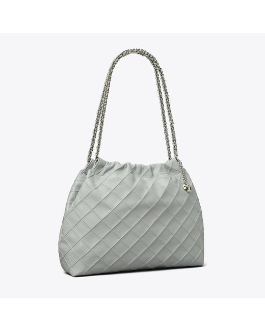 Tory Burch Gray Fleming Soft Hobo Bag, One Size