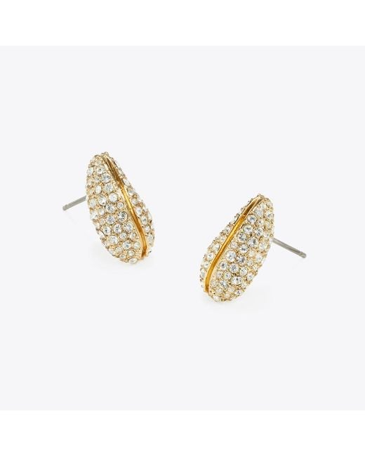 Tory Burch Metallic Mini Pierced Pavé Earrings, One Size