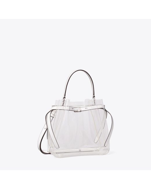 Tory Burch White Romy Clear Bucket Bag
