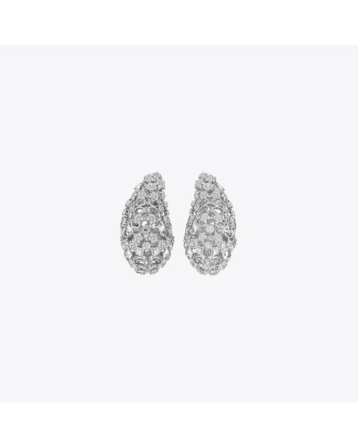 Tory Burch White Filigree Pierced Earrings