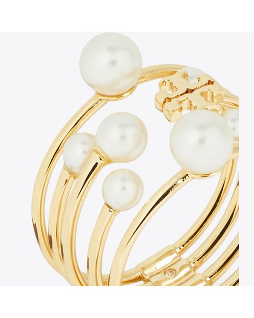 Tory Burch Metallic Moondance Pearl Ring Set