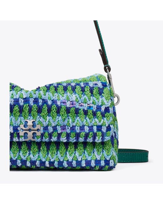 Tory Burch Green Small Charlie Beaded Shoulder Bag, One Size