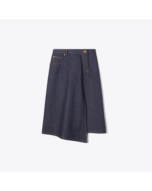 Tory Burch Blue Cotton Denim Skirt