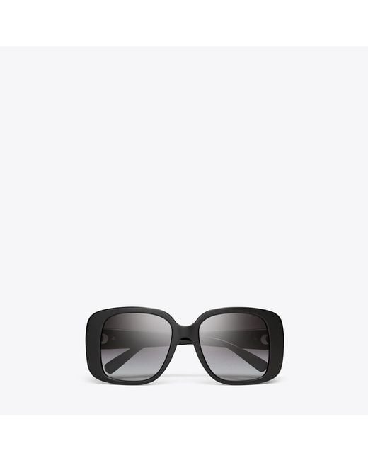 Tory Burch Gray Pierced Oversized Square Sunglasses, One Size